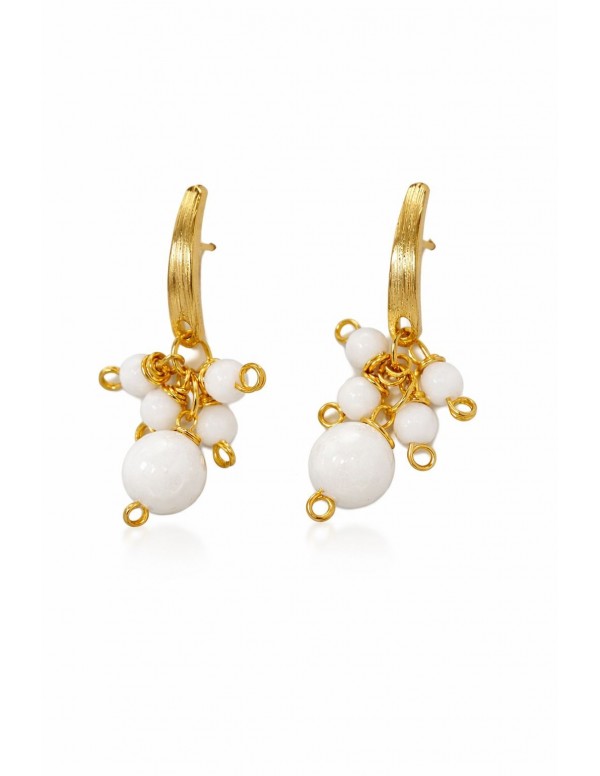 AROS BAÑADOS EN ORO PIEDRAS BLANCAS