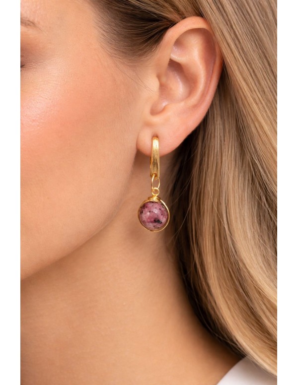 AROS BAÑADOS EN ORO PIEDRAS MORADAS