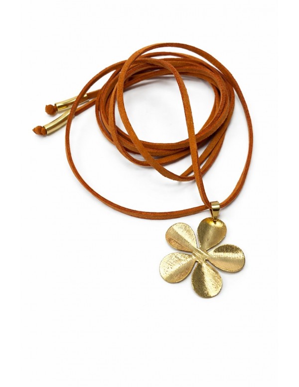 COLLAR BAÑO DE ORO CAFÉ