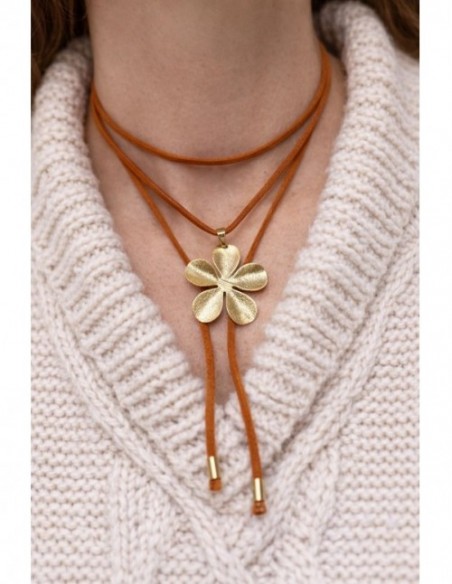 COLLAR BAÑO DE ORO CAFÉ