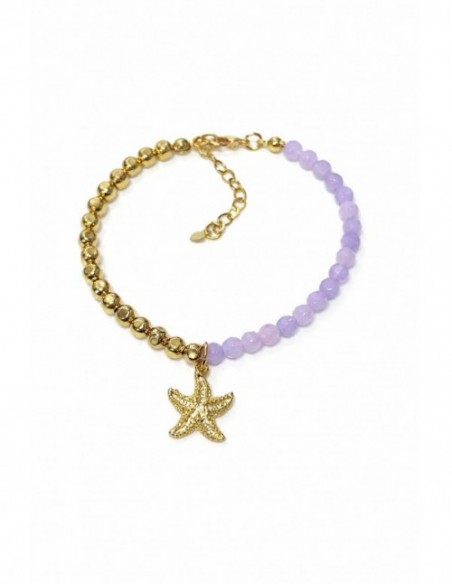 PULSERA BAÑO DE ORO PIEDRAS MORADAS