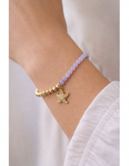 PULSERA BAÑO DE ORO PIEDRAS MORADAS