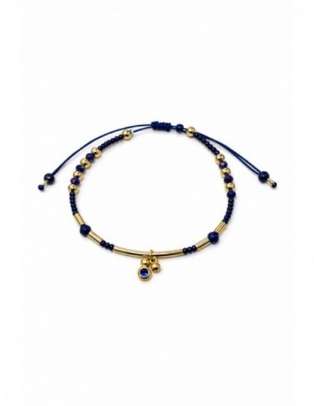 PULSERA BAÑO DE ORO PIEDRA AZUL