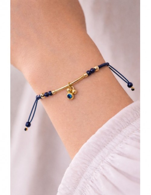 PULSERA BAÑO DE ORO PIEDRA AZUL 2
