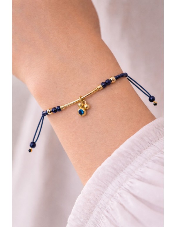 PULSERA BAÑO DE ORO PIEDRA AZUL