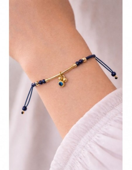 PULSERA BAÑO DE ORO PIEDRA AZUL
