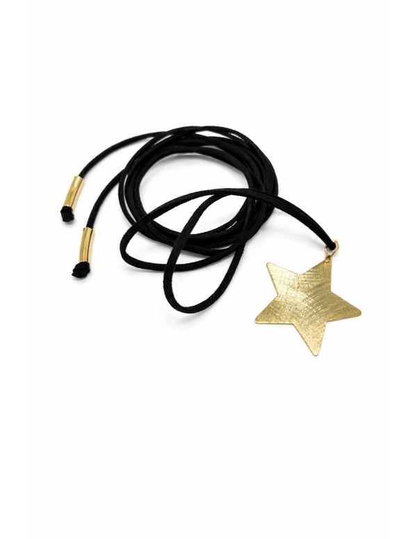 COLLAR BAÑO DE ORO GAMUZA NEGRA