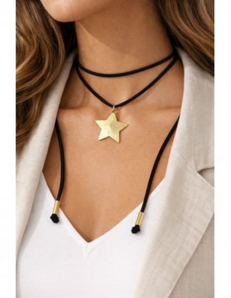 COLLAR BAÑO DE ORO GAMUZA NEGRA