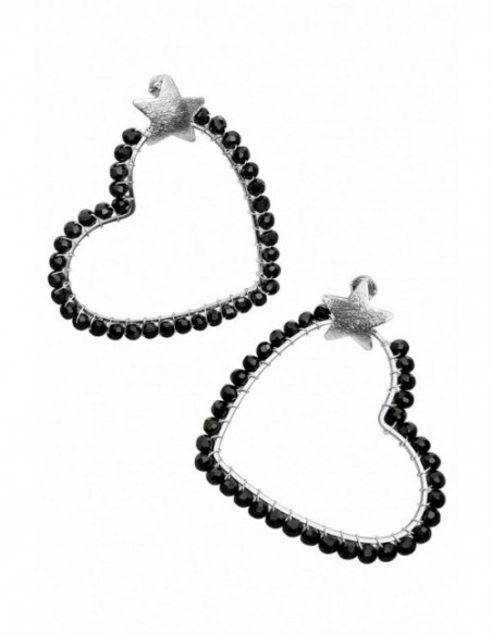 AROS BAÑADOS EN PLATA CRISTALES NEGROS