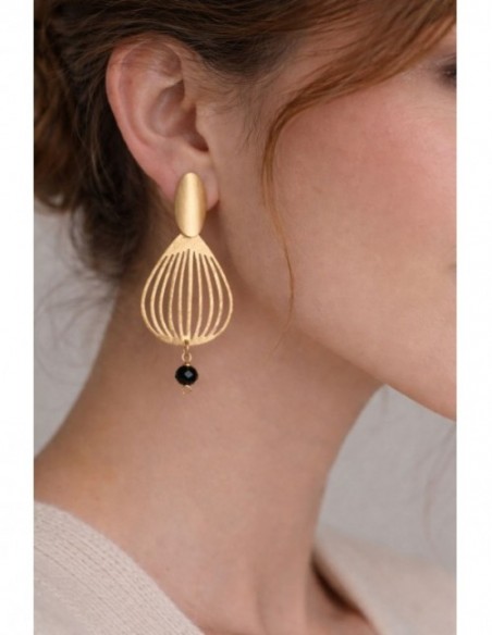 AROS BAÑADOS EN ORO CRISTAL NEGRO