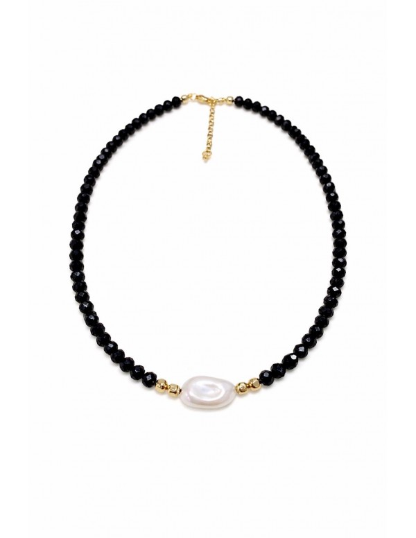 COLLAR BAÑADO EN ORO PIEDRA BLANCA