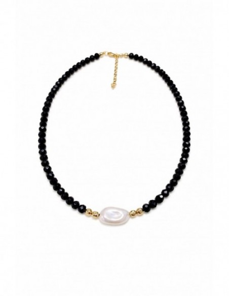 COLLAR BAÑADO EN ORO PIEDRA BLANCA