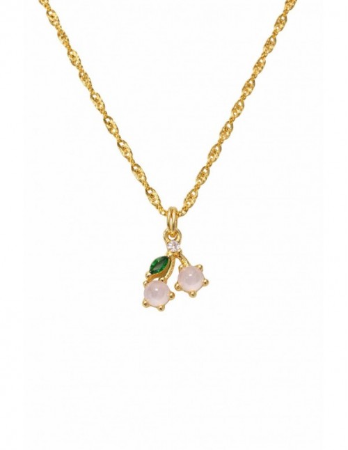 COLLAR BAÑADO EN ORO CEREZA BLANCA