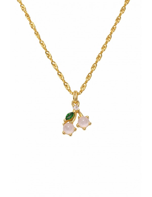 COLLAR BAÑADO EN ORO CEREZA BLANCA