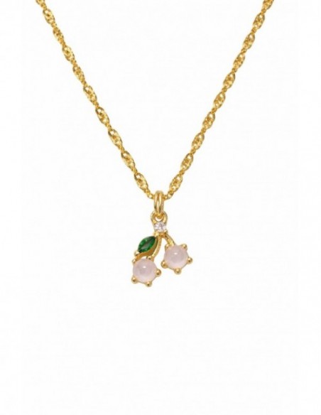 COLLAR BAÑADO EN ORO CEREZA BLANCA