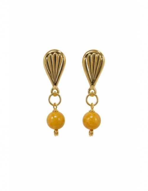 AROS BAÑADOS EN ORO PIEDRA AMARILLA