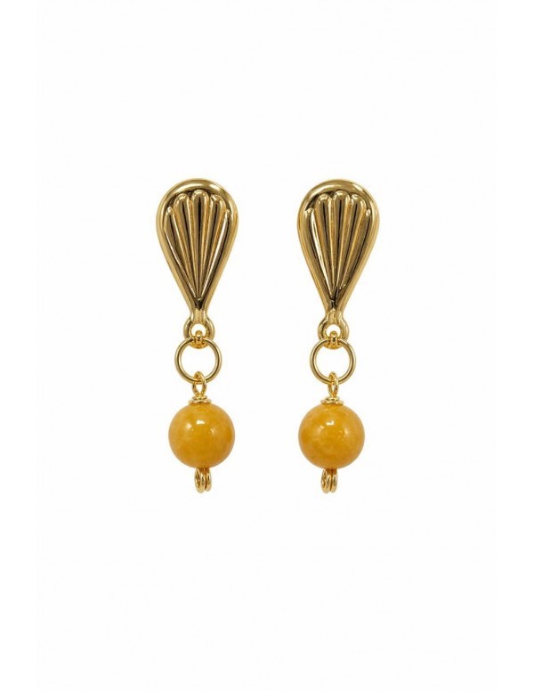 AROS BAÑADOS EN ORO PIEDRA AMARILLA