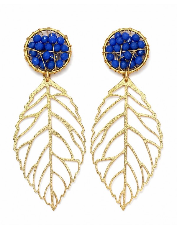 AROS BAÑADOS EN ORO CRISTALES AZULES