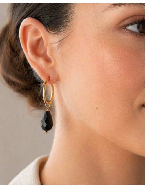 AROS BAÑADOS EN ORO CRISTAL NEGRO 2