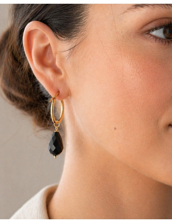 AROS BAÑADOS EN ORO CRISTAL NEGRO