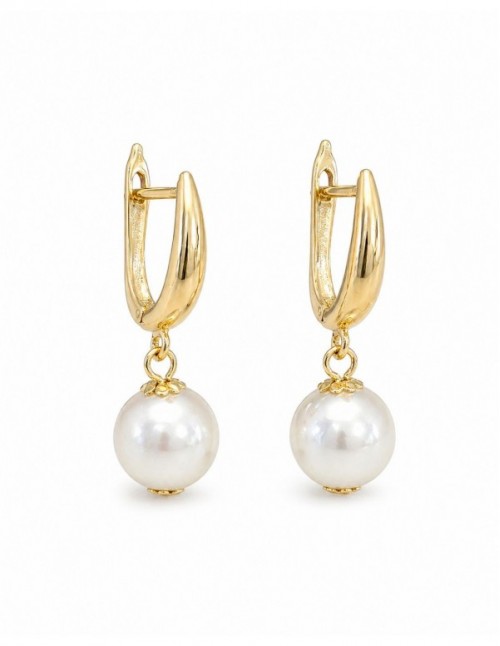 AROS BAÑADOS EN ORO PIEDRA BLANCA