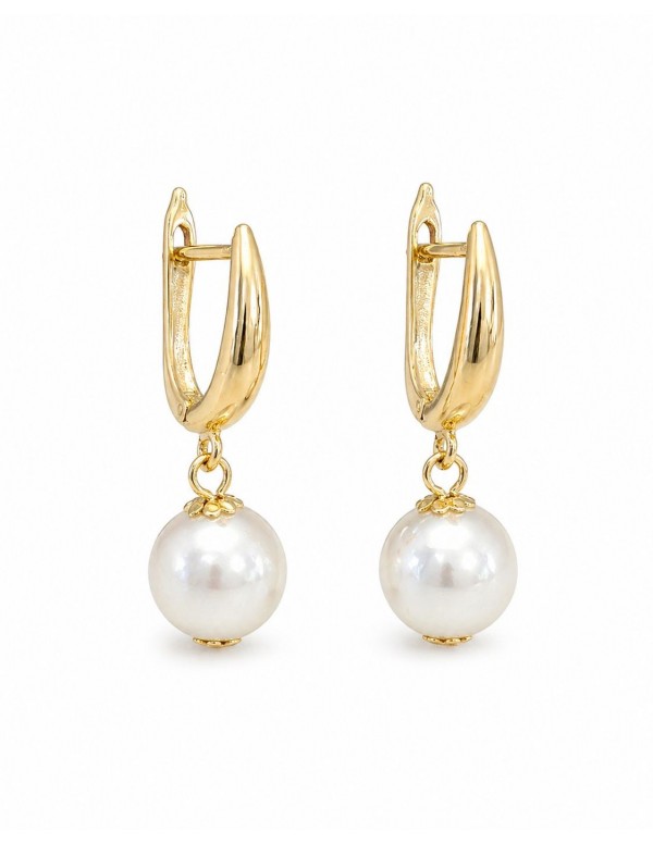 AROS BAÑADOS EN ORO PIEDRA BLANCA