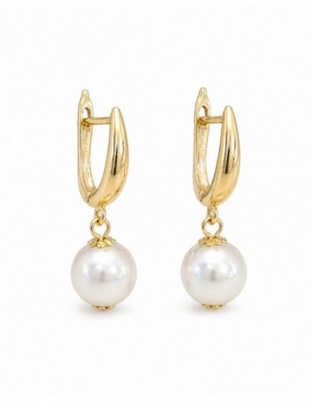 AROS BAÑADOS EN ORO PIEDRA BLANCA