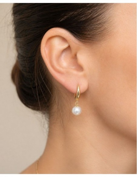 AROS BAÑADOS EN ORO PIEDRA BLANCA