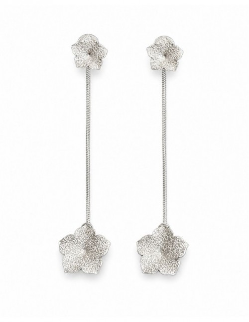 AROS BAÑADOS EN PLATA FLOR LARGA