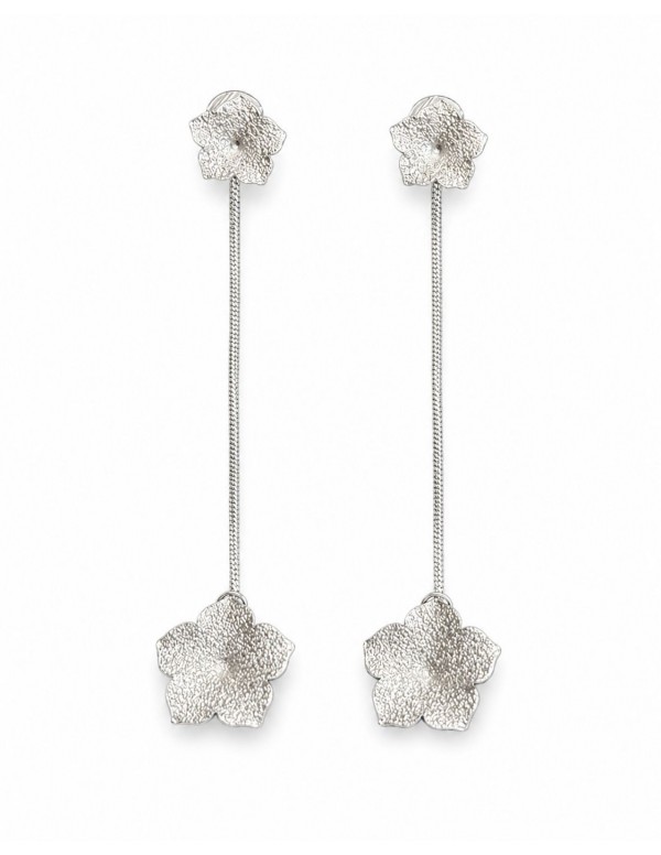 AROS BAÑADOS EN PLATA FLOR LARGA