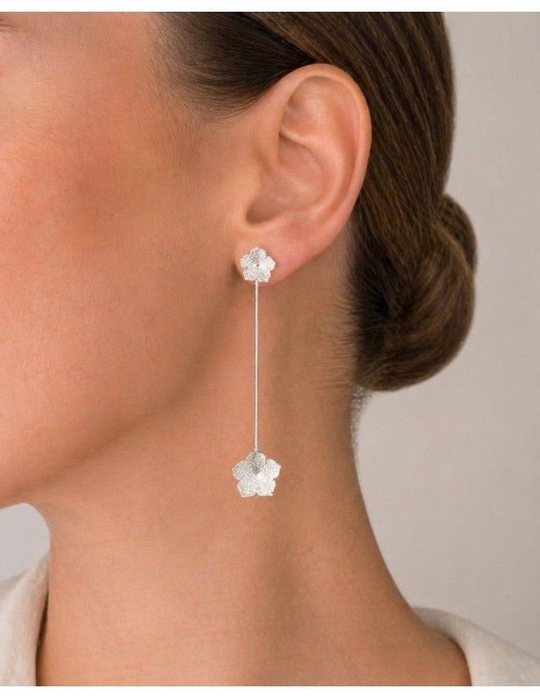 AROS BAÑADOS EN PLATA FLOR LARGA