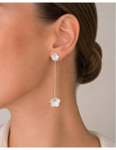 AROS BAÑADOS EN PLATA FLOR LARGA