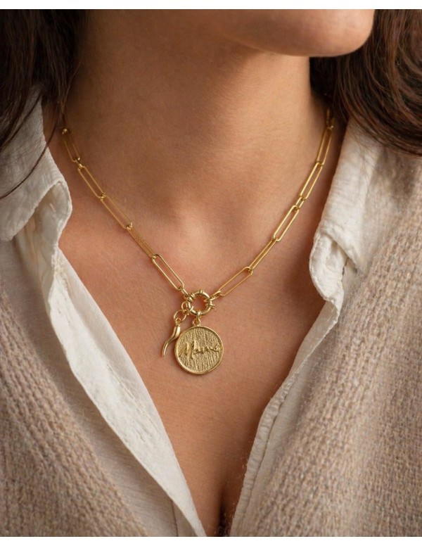 COLLAR BAÑO DE ORO DIJE MAMA