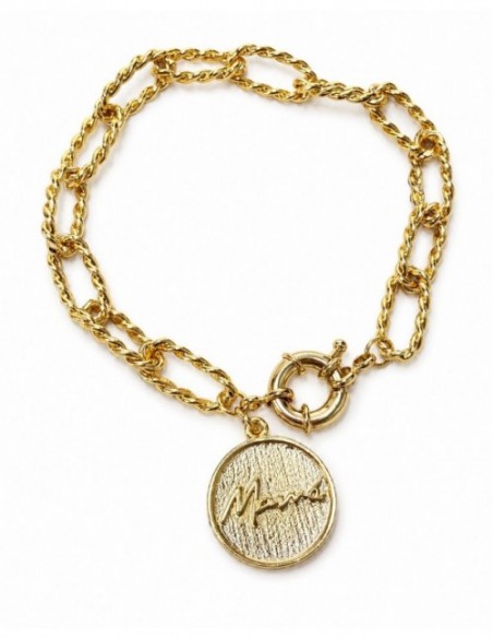 PULSERA BAÑADA EN ORO DIJE MAMA