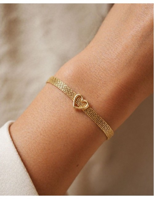 PULSERA BAÑADA EN ORO DIJE CORAZON 2