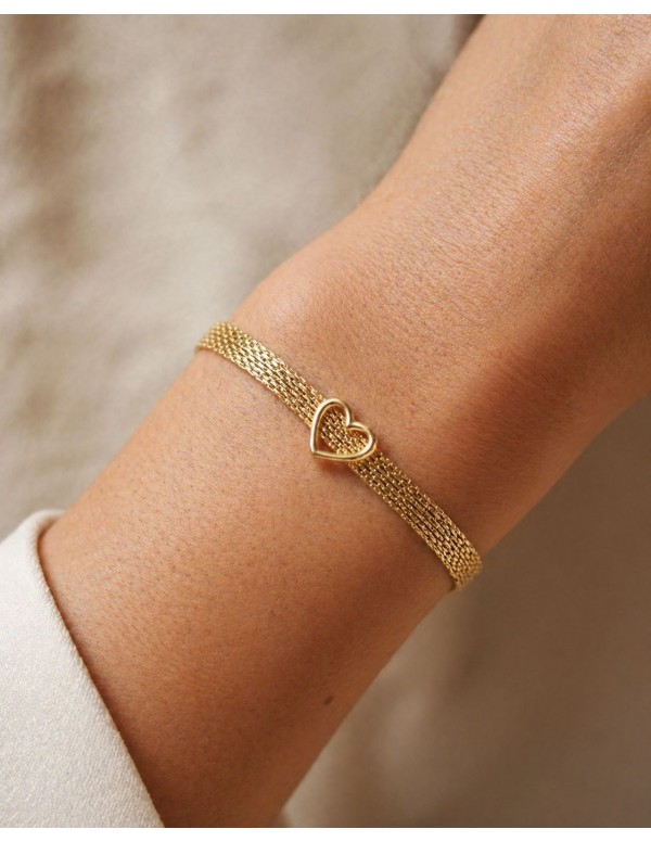 PULSERA BAÑADA EN ORO DIJE CORAZON