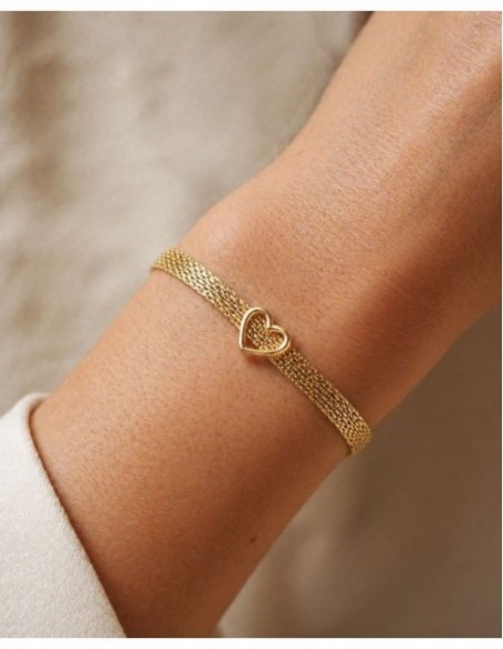 PULSERA BAÑADA EN ORO DIJE CORAZON