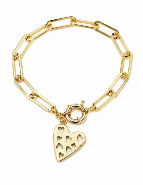 PULSERA BAÑADA EN ORO DIJE CORAZON