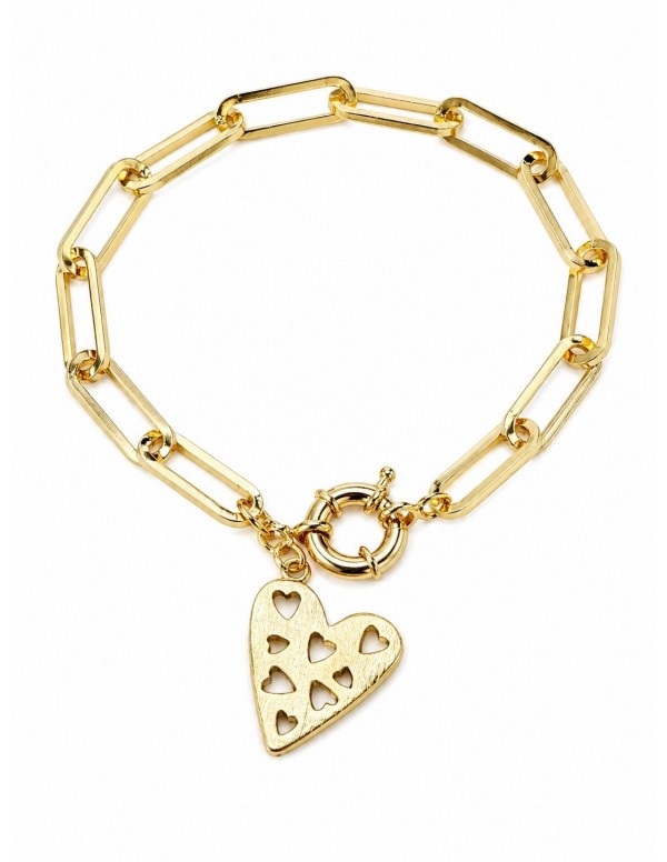 PULSERA BAÑADA EN ORO DIJE CORAZON