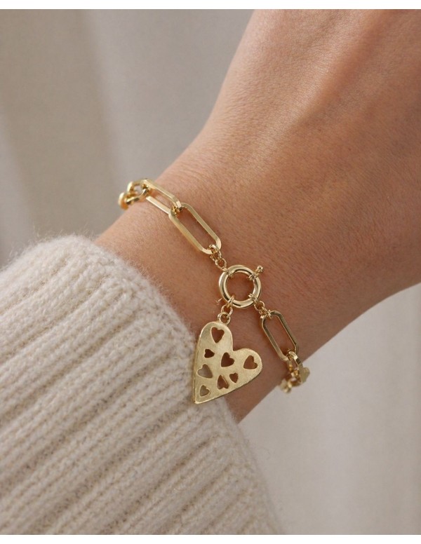 PULSERA BAÑADA EN ORO DIJE CORAZON