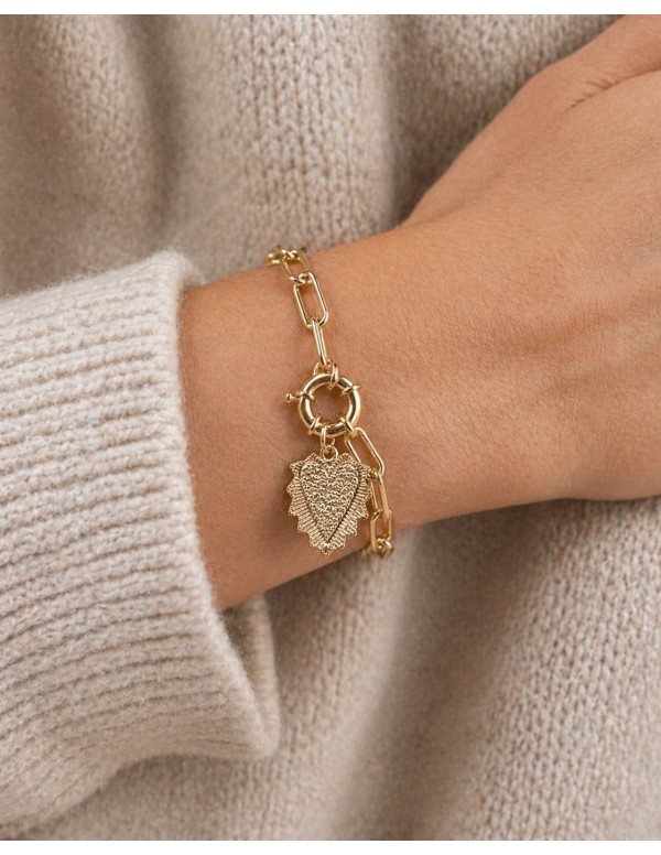 PULSERA BAÑADA EN ORO DIJE CORAZON