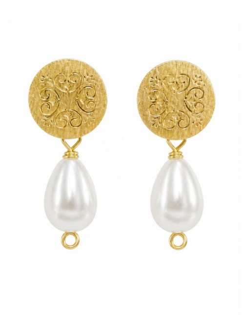 AROS BAÑADOS EN ORO PIEDRA BLANCA