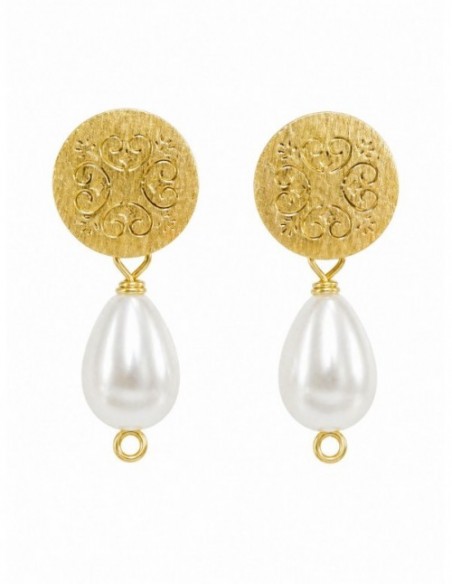 AROS BAÑADOS EN ORO PIEDRA BLANCA