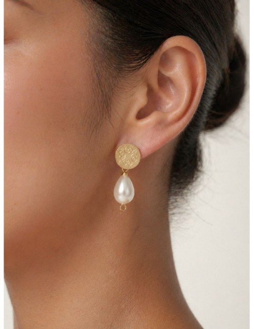 AROS BAÑADOS EN ORO PIEDRA BLANCA 2