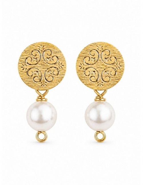 AROS BAÑADOS EN ORO PIEDRA BLANCA