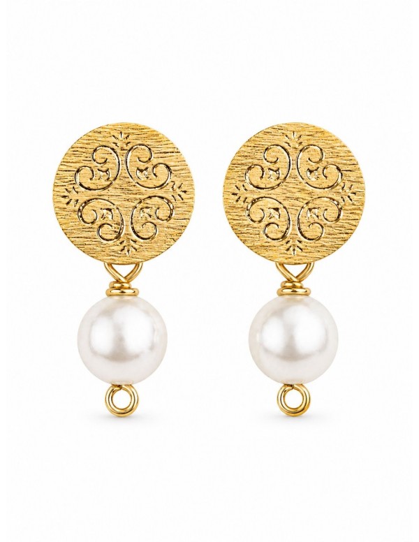 AROS BAÑADOS EN ORO PIEDRA BLANCA