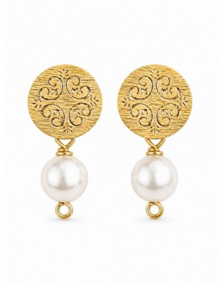 AROS BAÑADOS EN ORO PIEDRA BLANCA