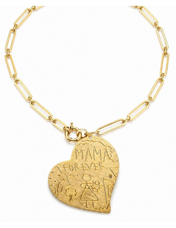 COLLAR BAÑO DE ORO CORAZON MAMA FOREVER 60cms