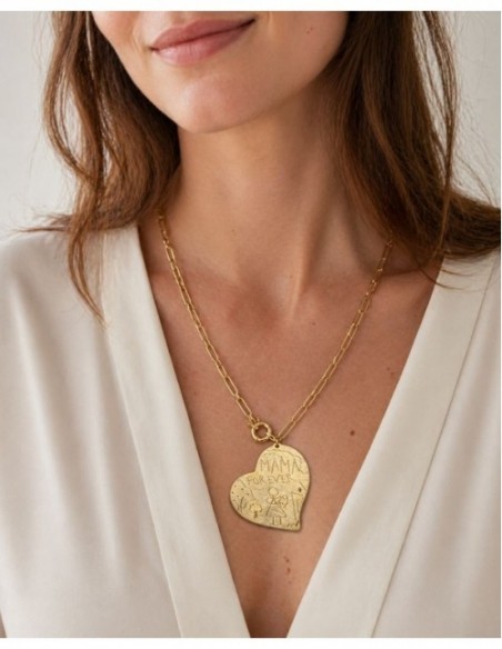 COLLAR BAÑO DE ORO CORAZON MAMA FOREVER 60cms