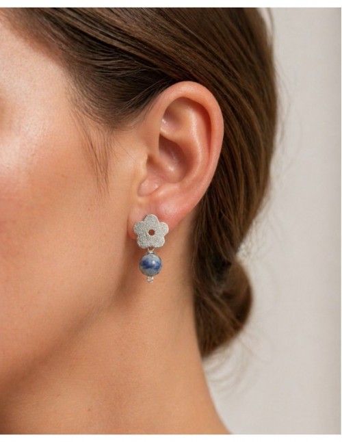 AROS BAÑADOS EN PLATA PIEDRA AZUL 2